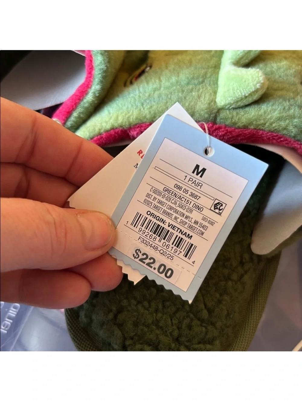 Kids' Dino Scuff Slipper - Cat & Jack™ Green Medium (2/3) new